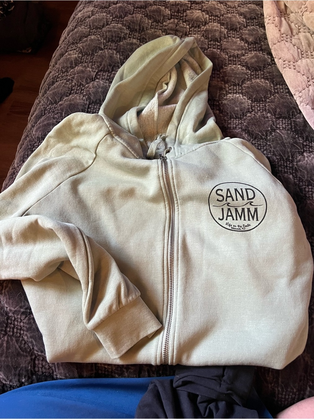 Pale green zip up Sand Jamm Hoodie in XL